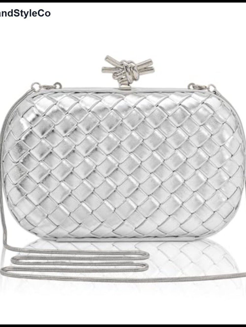 Woven Clutch Evening Bag Faux Leather Formal Purse